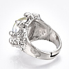Adjustable Alloy Glass Finger Rings RJEW-T006-03D-3