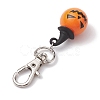 Halloween Theme Wood & Alloy Pumpkin Pendant Decoration HJEW-JM01979-4