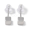 Anti-Tarnish Rhodium Plated Cube 999 Fine Silver Stud Earrings for Women EJEW-S215-09P-2
