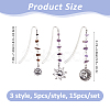 15Pcs 5 Color Sun Alloy Bookmark AJEW-FH00050-2
