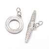 Brass Micro Pave Cubic Zirconia Ring Toggle Clasps ZIRC-E010-24P-2