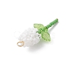 Glass Seed Beaded Rose Pendants PALLOY-MZ00959-05-4