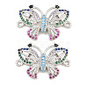 Brass Micro Pave Colorful Cubic Zirconia Connector Charms CU-CBA908F-04P-05-1