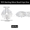 CREATCABIN 10Pcs 925 Sterling Silver Bead Caps STER-CN0001-37-2