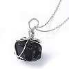 Natural Tourmaline Pendant Necklaces NJEW-JN02424-3