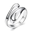 Real Platinum Plated Adjustable Brass Finger Rings for Women RJEW-BB07574-C-1