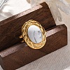 Oval Natural Howlite Finger Rings RJEW-M063-01G-10-1