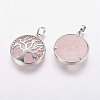Natural Rose Quartz Pendants X-G-E388-02P-1