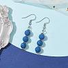 Dyed Nature Lava Rock Round Beaded Dangle Earrings for Women EJEW-JE05636-05-2