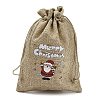 Christmas Printed Burlap Packing Pouches Drawstring Bags ABAG-Q053-02B-07-3