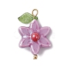 Glazed Flower Porcelain Pendants PALLOY-TA00353-2