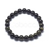 Natural Golden Sheen Obsidian Bead Stretch Bracelets BJEW-K212-B-020-4