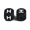 20Pcs Black Cube Letter Silicone Beads 12x12x12mm Square Dice Alphabet Beads with 2mm Hole Spacer Loose Letter Beads for Bracelet Necklace Jewelry Making JX433H-2