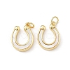 Brass Pave Natural White Shell Pendants X-KK-B141-09G-1