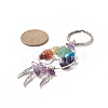 Natural & Synthetic Gemstone Chips Tree of Life with Alloy Wings Pendant Keychain KEYC-JKC00466-4