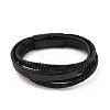 Ion Plating(IP) Braided Leather Cord Multi-strand Bracelets for Men BJEW-Z081-12EB-4