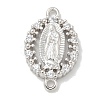 Rack Plating Brass Clear Cubic Zirconia Religion Oval Virgin Mary Connector Charms KK-L224-097P-1