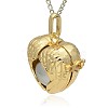 Golden Tone Brass Hollow Heart Cage Pendants KK-J241-02G-2