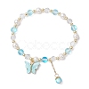 Frosted Dyed Synthetic Moonstone & Shell Pearl Round Beads Stretch Bracelets BJEW-JB11822-02-2