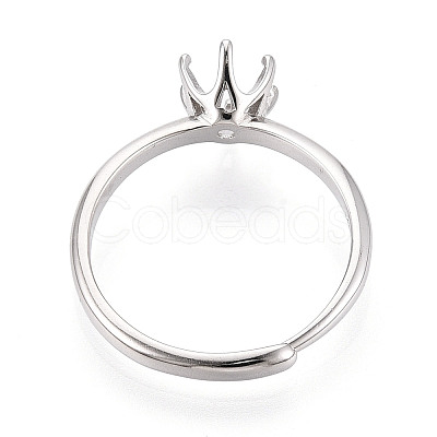 Rhodium Plated 925 Sterling Silver Engagement Solitaire Ring Settings STER-T008-12P-1
