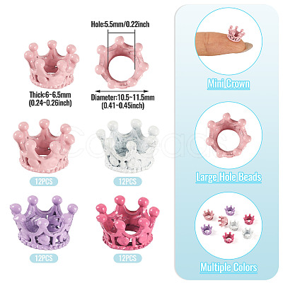 48Pcs 4 Colors Alloy Crown European Beads FIND-TA0010-45-1