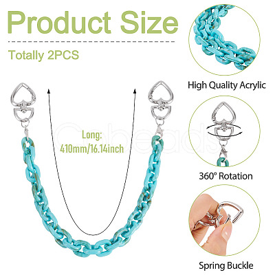 2Pcs Acrylic Link Bag Extender Chains HJEW-TAC0142-1