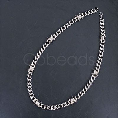 304 Stainless Steel & Zinc Alloy Thorned Cuban Link Chain Necklaces for Men FS-WGE9529-03-1