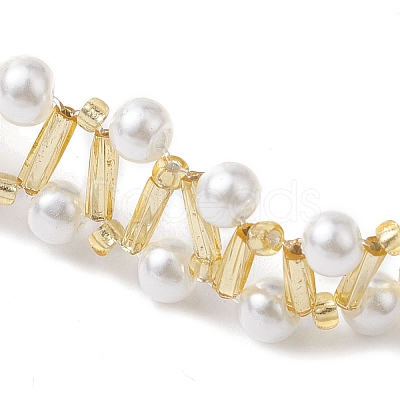 Imitated Pearl Acrylic & Glass Beaded Bracelets with 304 Stainless Steel Lobster Claw Clasps for Women BJEW-JB10199-01-1