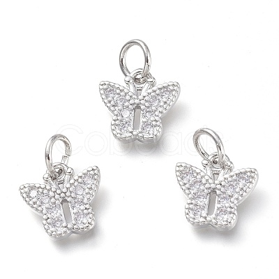 Brass Micro Pave Clear Cubic Zirconia Pendants KK-P188-N01-P-1