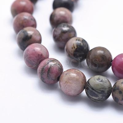 Natural Rhodonite Beads Strands G-G717-8mm-1