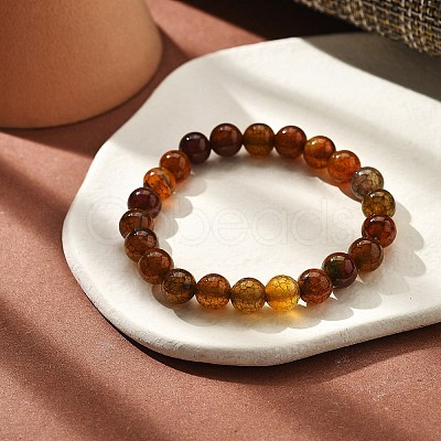 Natural Dyed & Heated Chalcedony Imitation Dragon Veins Agate Beaded Stretch Bracelets for Women Men BJEW-F483-01-1-1