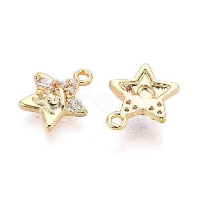 Brass Micro Pave Cubic Zirconia Charms KK-N263-143C-G-1