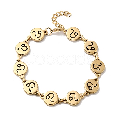 12 Constellations 304 Stainless Steel Link Chain Bracelets BJEW-I239-01G-12-1