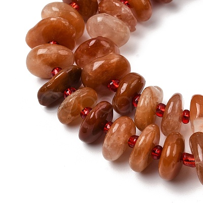 Natural Red Rabbit Fur Rutilated Quartz Beads Strands G-L649-C06-01-1