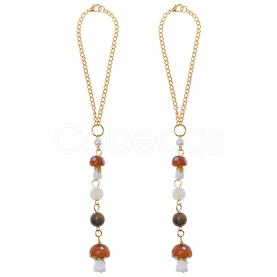 2Pcs Resin Mushroom Pendant Decorations HJEW-ME0001-12A-1