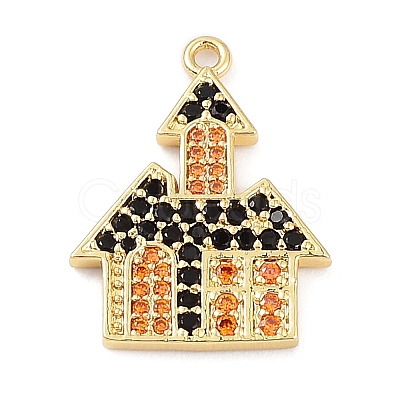 Rack Plating Brass Cubic Zirconia Pendants KK-D031-05G-1