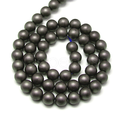 Frosted Non-magnetic Synthetic Hematite Round Bead Strands G-J344-4mm-1