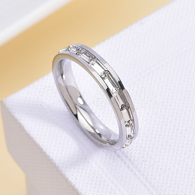 304 Stainless Steel with Crystal Rhinestone Finger Rings FS-WGF5DC4-10-1