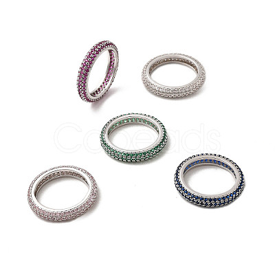 Brass Micro Pave Cubic Zirconia Finger Rings RJEW-P166-10P-1