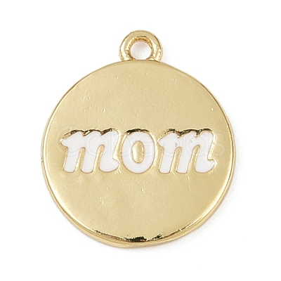 Mother's Day Brass Enamel Charms KK-R224-07G-1