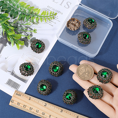 10Pcs 1-Hole Alloy Rhinestone Shank Button BUTT-GF0003-54-1