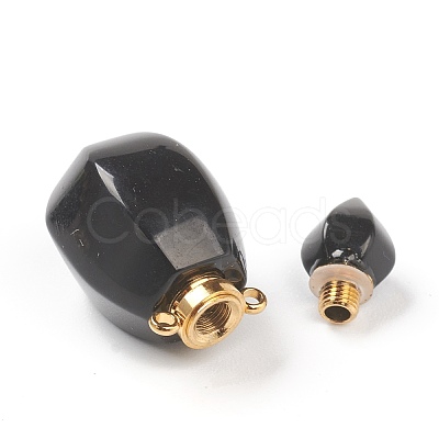 Faceted Natural Black Agate Pendants G-H252-B02-1