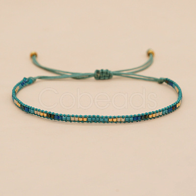 Bohemian Braided Adjustable Glass Seed Beaded Bracelets EX8332-7-1