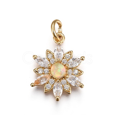 Brass Micro Pave Cubic Zirconia Pendants ZIRC-F091-02-G-1