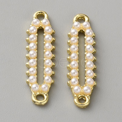 Alloy & White Plastic Pearl Links Connector Charms FIND-WH0365-082G-05-1