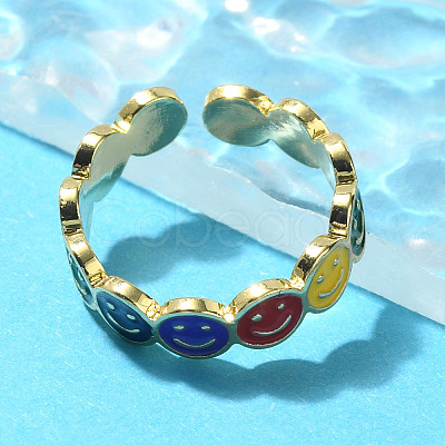 Brass Open Cuff Rings for Women RJEW-R005-03G-1