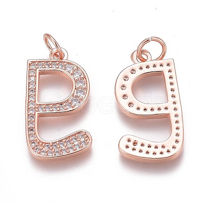 Brass Micro Pave Clear Cubic Zirconia Pendants ZIRC-Z008-39RG-1