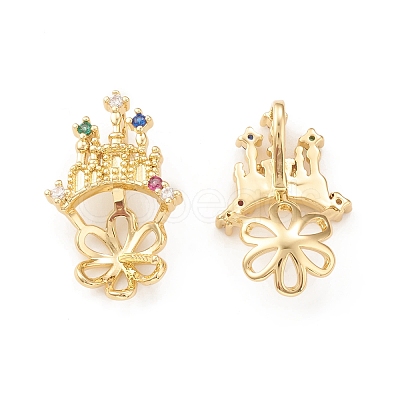 Brass Cubic Zirconia Peg Bails Pendants KK-I698-04G-1