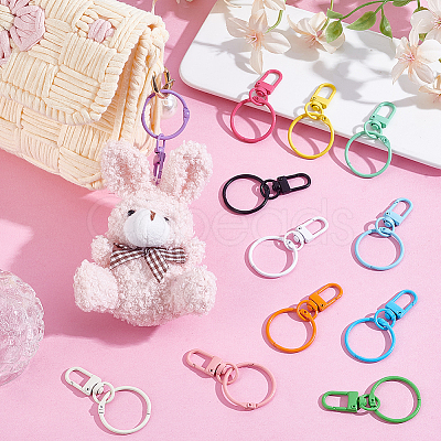 32Pcs 16 Colors Baking Paint Zinc Alloy with Iron Swivel Snap Clasps and Rings FIND-PH0024-03-1