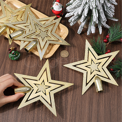 Star Plastic Christmas Tree Topper Ornaments AJEW-WH20004-17A-1